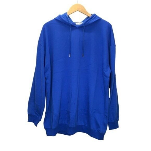Blue Hoodie Women Size Small Oversized Pullover Sweatshirt Tunic Top Athleisure - Picture 7 of 14